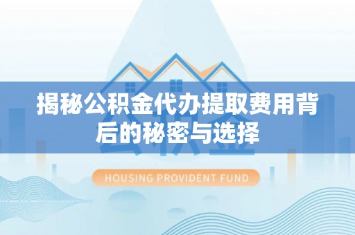 口湖揭秘公积金代办提取费用背后的秘密与选择