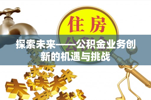 口湖探索未来——公积金业务创新的机遇与挑战
